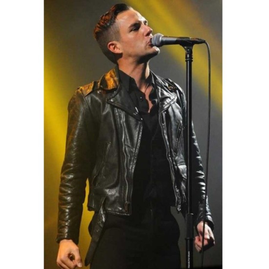 Singer Brandon Flowers Black Leather Jacket