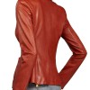 Women's Single Buttoned Closure Red Leather Blazer