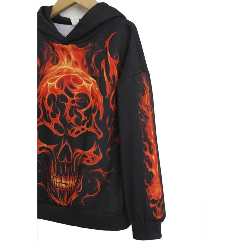 Skull Print Drop Shoulder Hoodie Skull Print Drop Shoulder Hoodie