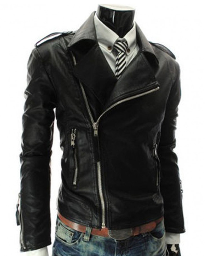 Men's Asymmetrical Zipper Style Slim Fit Jacket