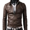 Strap Collar Men's Light Brown Leather Jacket Strap Collar Men's Light Brown Leather Jacket