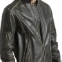 Men's Snap Tab Collar Brown Leather Biker Jacket