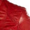 Women's Snap Tab Collar Red Leather Biker Jacket Women's Snap Tab Collar Red Leather Biker Jacket