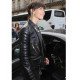 Sophie Marceau Padded Design Black Leather Jacket