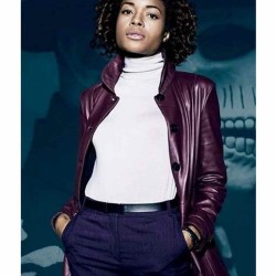 Spectre Naomie Harris Burgundy Leather Coat