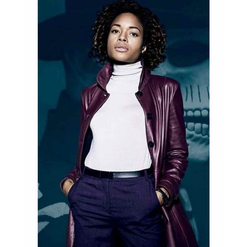 Spectre Naomie Harris Burgundy Leather Coat Spectre Naomie Harris Burgundy Leather Coat