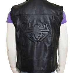 Double Breasted Style Spider-Man Noir Black Leather Vest