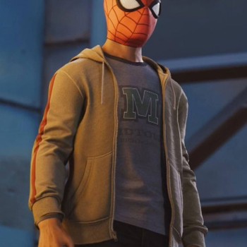 Miles Morales Spider-Man PS4 Grey Zip Up Hoodie