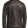 Men's Casual Stand Up Collar Dark Brown Leather Jacket