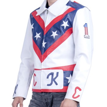 Evel Knievel Motorcycle White Leather Jacket