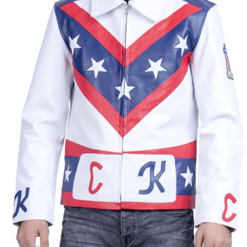 Evel Knievel Motorcycle White Leather Jacket