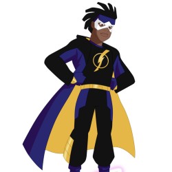 Static Shock Black and Blue Leather Coat