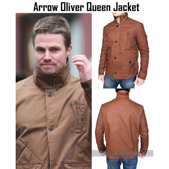 Arrow TV Series Oliver Queen Brown Cotton Jacket