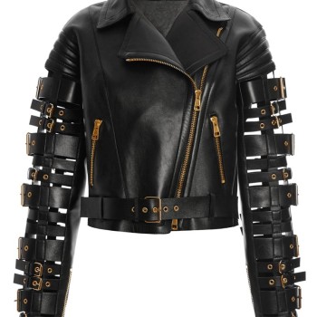 Zendaya Coleman Buckle Straps Leather Jacket
