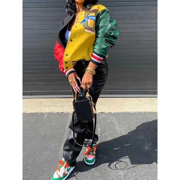 Streetwear Multicolor Patchwork Jacket Streetwear Multicolor Patchwork Jacket