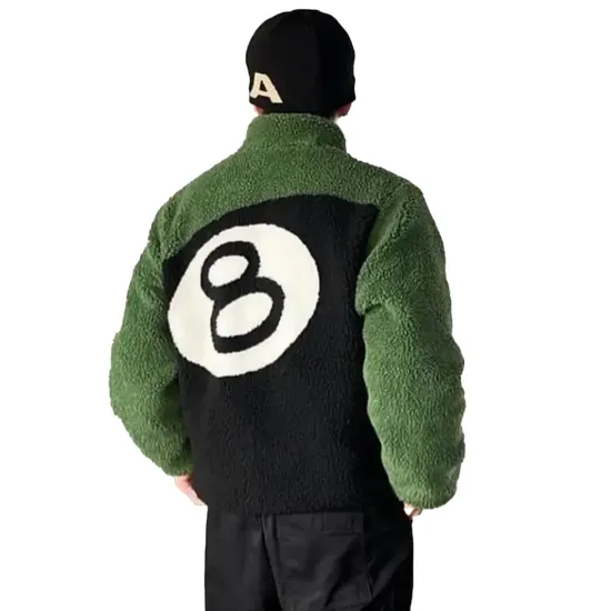 Stussy 8 Ball Sherpa Green Fleece Jacket - Films Jackets