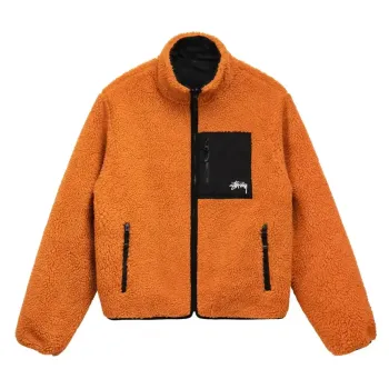 Stussy 8 Ball Sherpa Orange Fleece Jacket