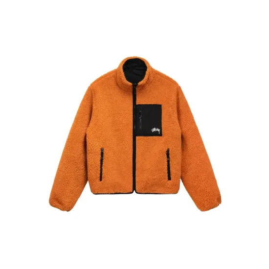 Stussy 8 Ball Sherpa Orange Fleece Jacket