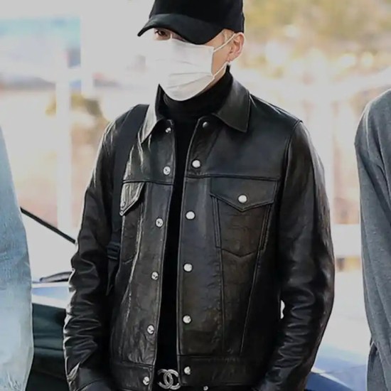 BTS Jungkook Black Biker Leather Jacket