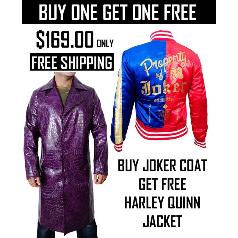 Buy Joker Coat and Get Free Harley Quinn Jacket Buy Joker Coat and Get Free Harley Quinn Jacket