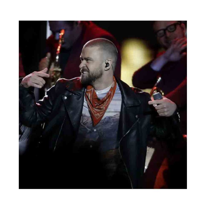 Super Bowl Lii Halftime Justin Timberlake Black Leather Jacket Super Bowl Lii Halftime Justin Timberlake Black Leather Jacket