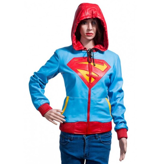 Supergirl Leather Jacket Hoodie