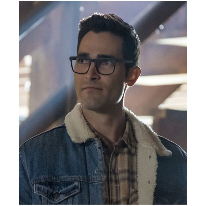 Tyler Hoechlin Superman and Lois Denim Shearling Jacket Tyler Hoechlin Superman and Lois Denim Shearling Jacket