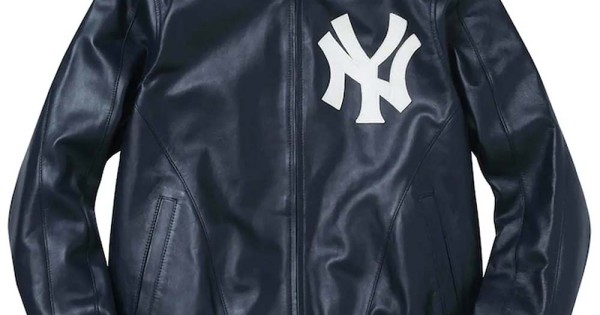 Supreme yankees leather jacket hotsell