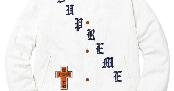 Supreme Old English White Corduroy Jacket - Films Jackets