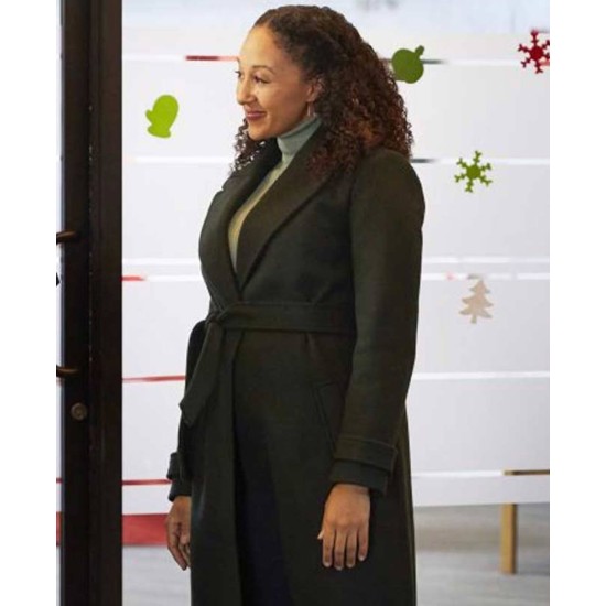 Tamera Mowry Christmas Comes Twice Black Coat