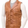 Men's Tan Brown Leather Vest