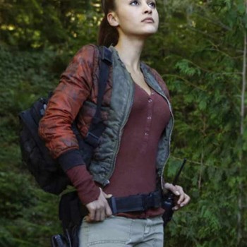 The 100 Lindsey Morgan Cropped Red Jacket