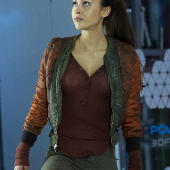 The 100 Lindsey Morgan Cropped Red Jacket