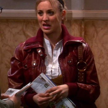 The Big Bang Theory Kaley Cuoco Burgundy Leather Jacket