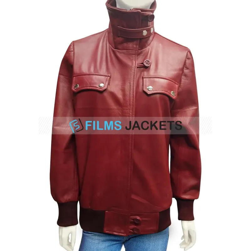 The Big Bang Theory Kaley Cuoco Burgundy Leather Jacket The Big Bang Theory Kaley Cuoco Burgundy Leather Jacket