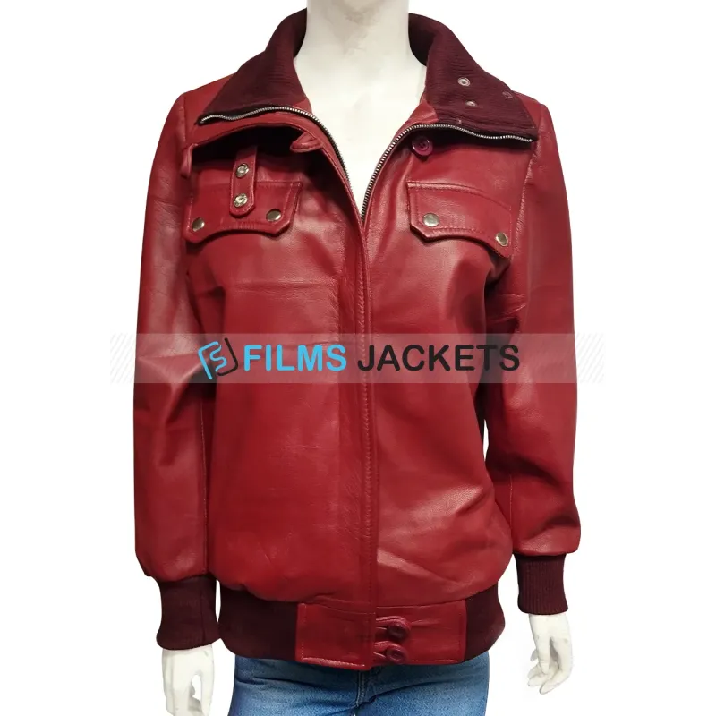 The Big Bang Theory Kaley Cuoco Burgundy Leather Jacket The Big Bang Theory Kaley Cuoco Burgundy Leather Jacket