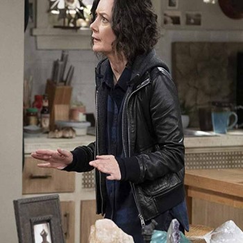 The Conners  Sara Gilbert Leather Jacket with Hoodie