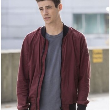 The Flash Grant Gustin Burgundy Bomber Jacket