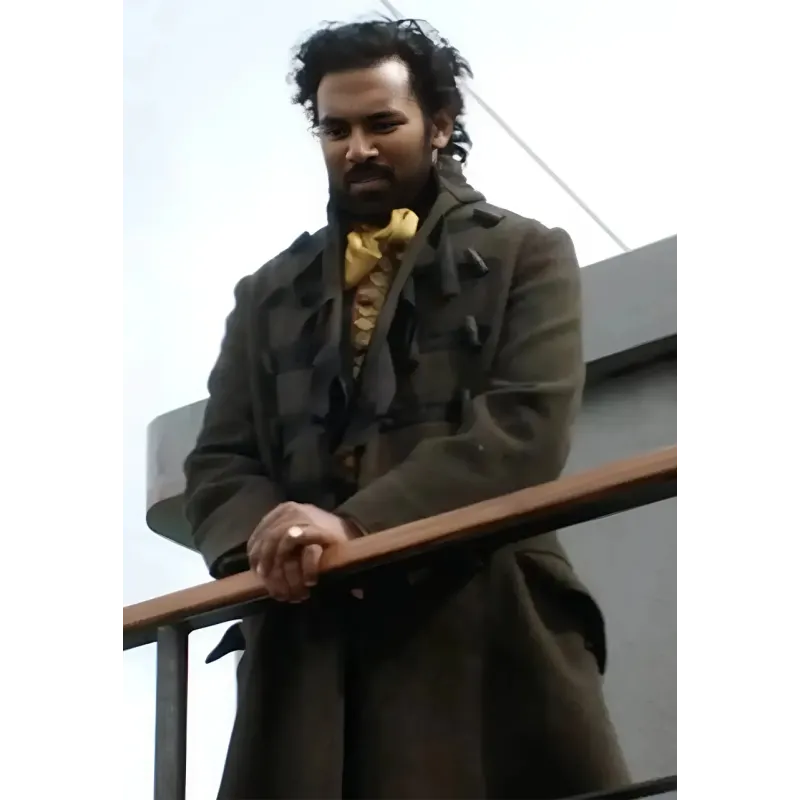 The Luminaries Himesh Patel Green Duffle Coat The Luminaries Himesh Patel Green Duffle Coat