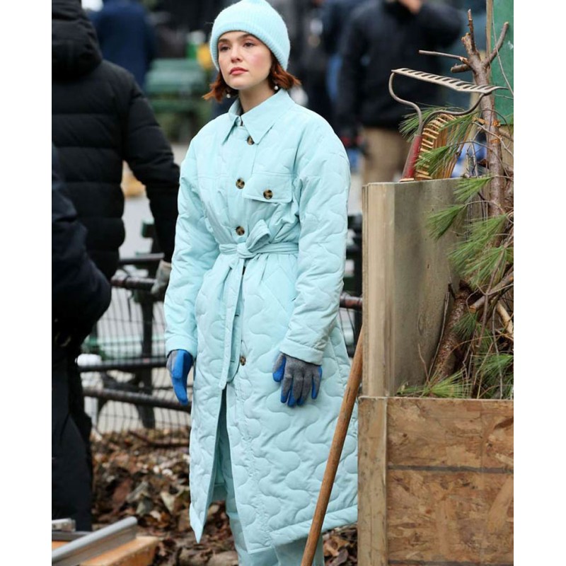 Zoey Deutch The Politician Light Blue Coat Zoey Deutch The Politician Light Blue Coat
