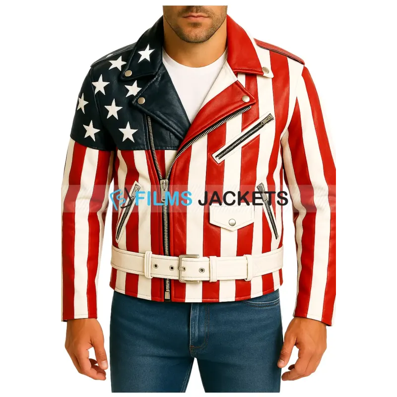Barry Glickman American Flag Leather Jacket Barry Glickman American Flag Leather Jacket