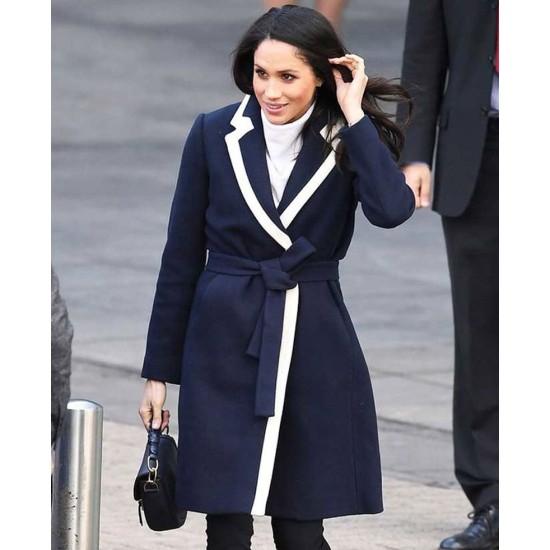 Meghan Markle Wrap Tipped Belted Coat