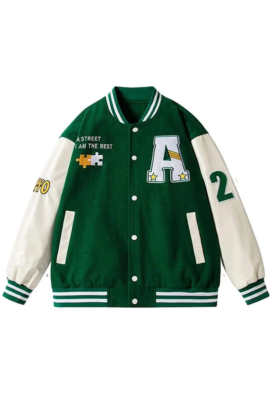 Tokyo A Street I am The Best Green Varsity Jacket Tokyo A Street I am The Best Green Varsity Jacket