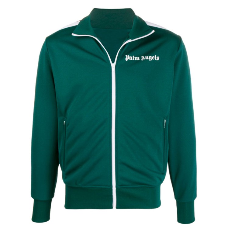 Palm Angels Polyester Striped Track Green Jacket Palm Angels Polyester Striped Track Green Jacket