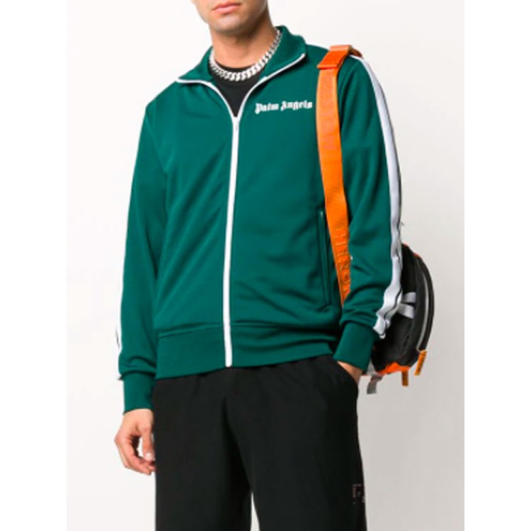 Palm Angels Polyester Striped Track Green Jacket Palm Angels Polyester Striped Track Green Jacket