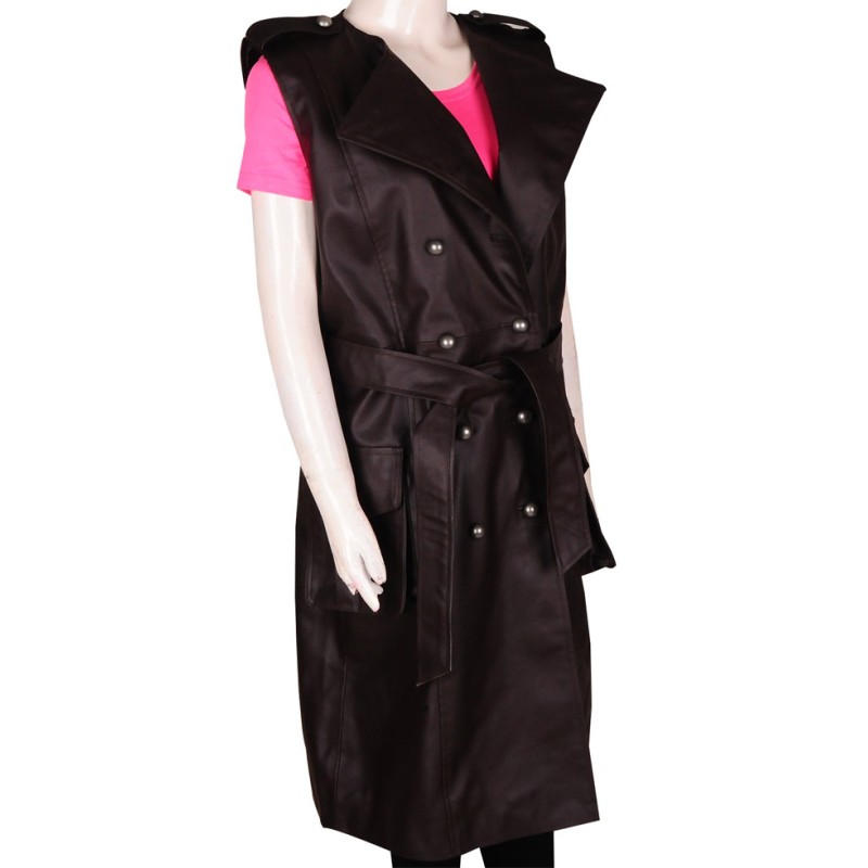 Troian Bellisario Pretty Little Liars Black Leather Vest Coat Troian Bellisario Pretty Little Liars Black Leather Vest Coat
