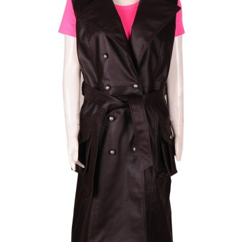 Troian Bellisario Pretty Little Liars Black Leather Vest Coat