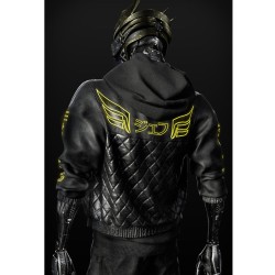 Cyborg Cyberpunk 2077 Black Leather Jacket