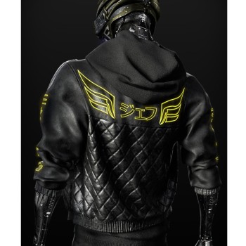 Cyborg Cyberpunk 2077 Black Leather Jacket