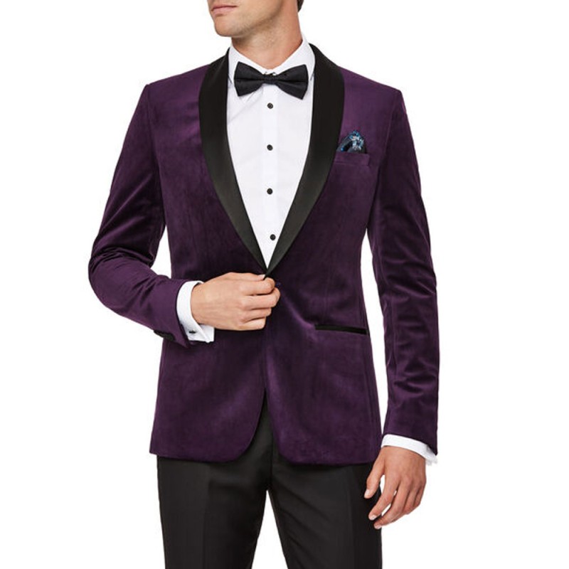 Men's Dark Purple Handley Velvet Tuxedo Men's Dark Purple Handley Velvet Tuxedo